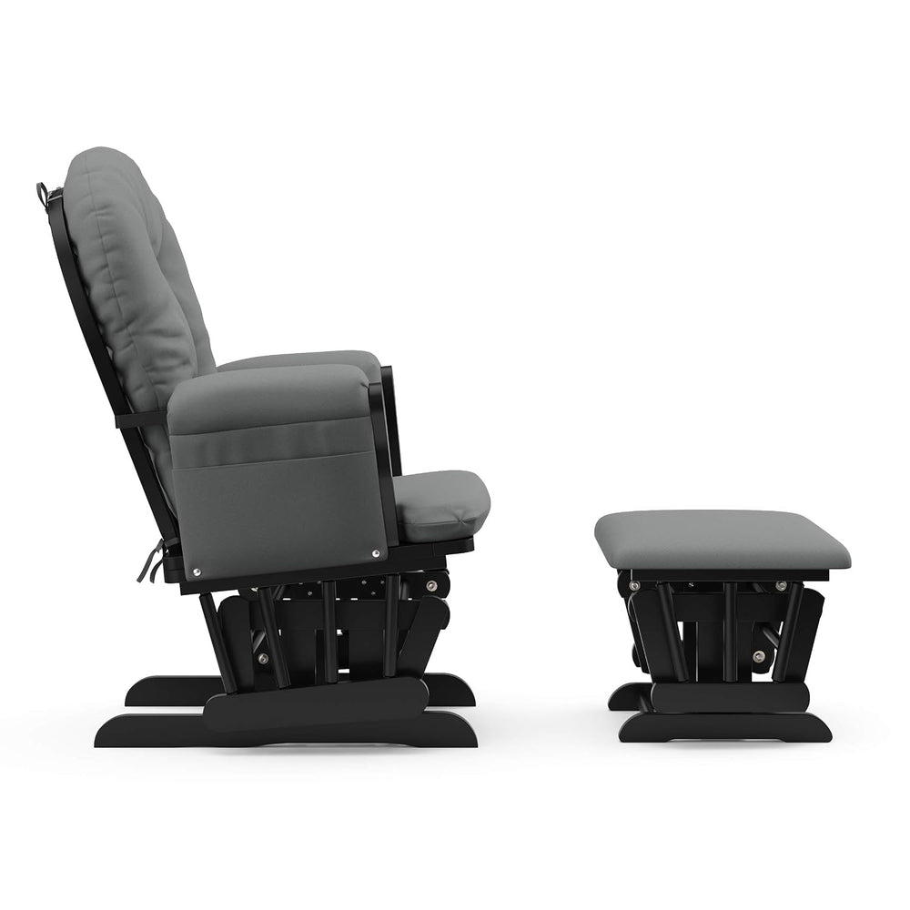 Storkcraft Premium Hoop Glider & Ottoman, Black with Gray