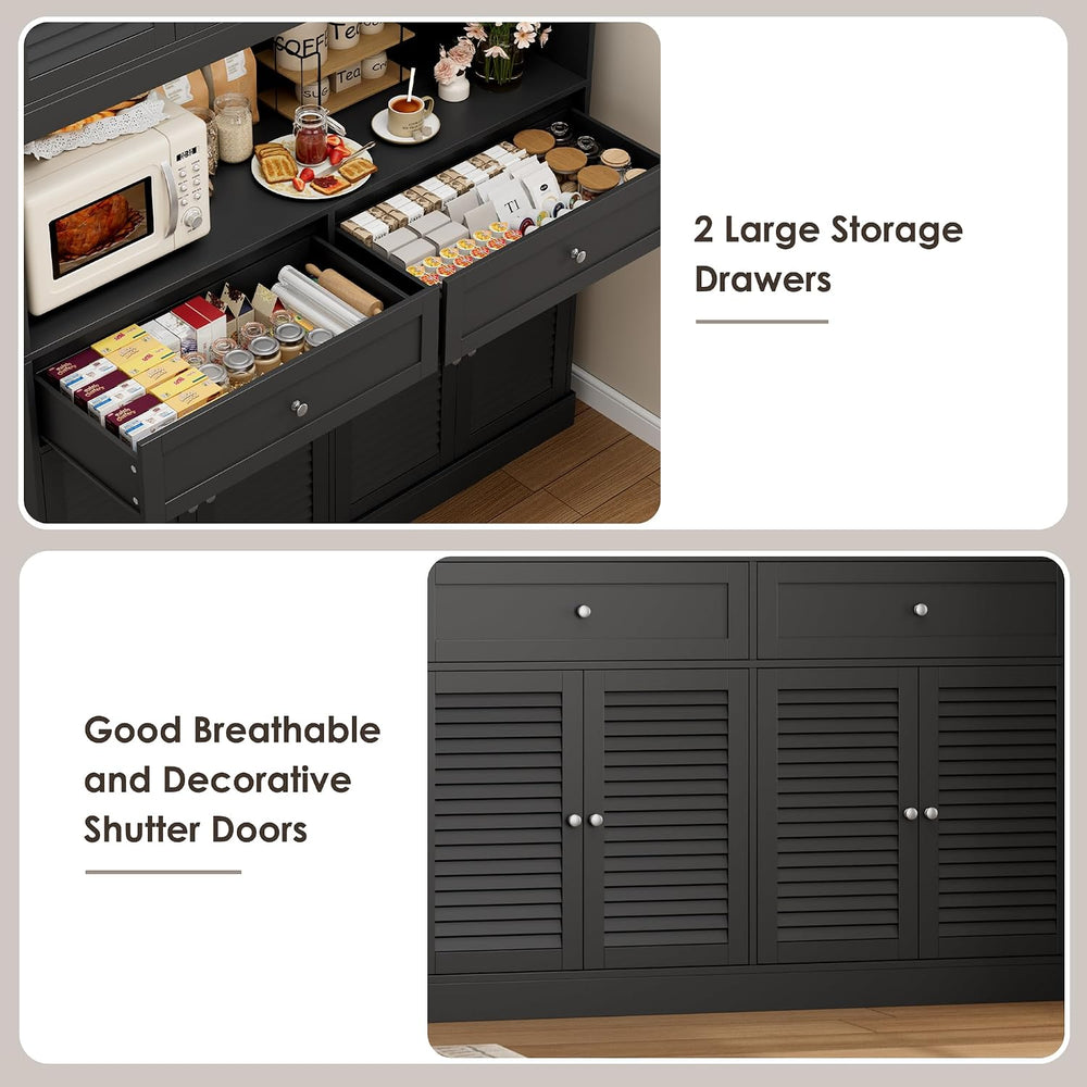 HIFIT 71“HX55“W Kitchen Hutch, Farmhouse Pantry Cabinet for Food Storage | La...
