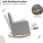 Rocking Chair Nursery with Foot Rest, Nursing Rocking Chair with High Backrest, Glider Rocker Chair for Living Room, Bedroom, Nursery(Cotton Linen Light Gray)