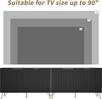 TV Stand for 90 inch TV Modern Entertainment Center Cabinet with 6 Doors Wood Media Console Storage Cabinets for Living Room Bedroom, Black
