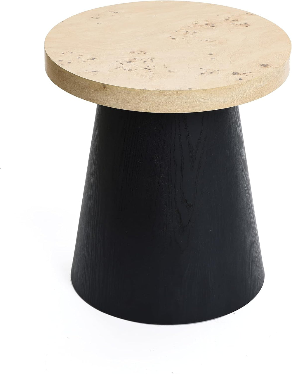 LuxenHome Side Table, 19'' Small Round Accent End Table, Light Wood F...