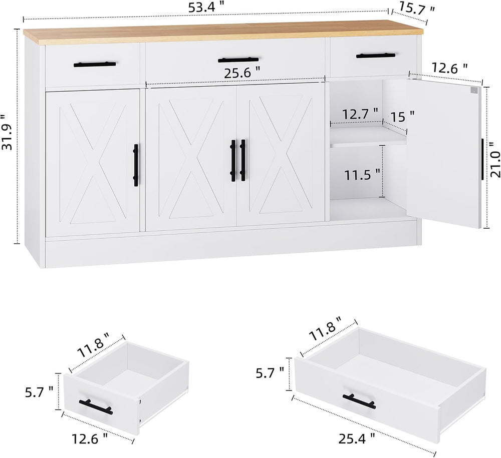 Shintenchi Buffet Cabinet with Storage,53.4" Large Kitchen Storage Cabin...