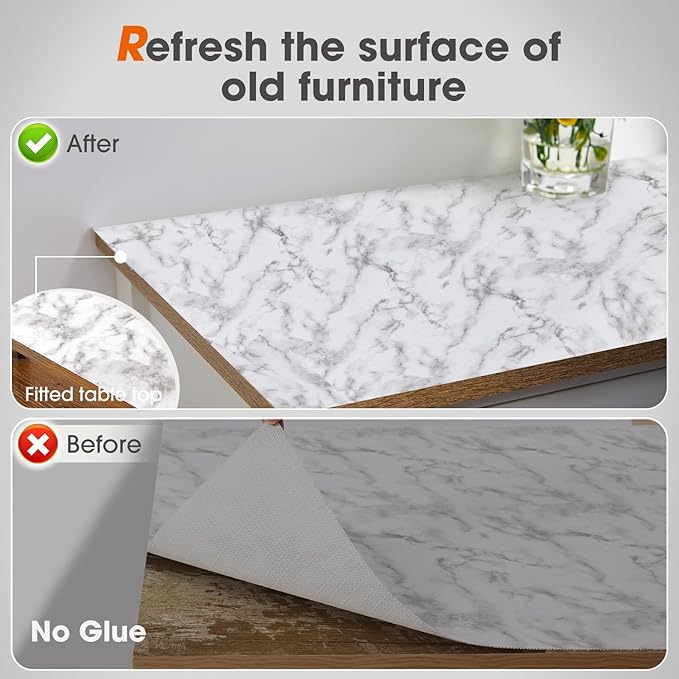 Beautysaid Shelf and Drawer Liner for Kitchen Cabinet, Non Adhesive Non Slip Shelf Paper Waterproof Washable Thickened for Dresser Pantry Shelve Bathroom Protector Liner(Marble,23.6 in x 10 FT)