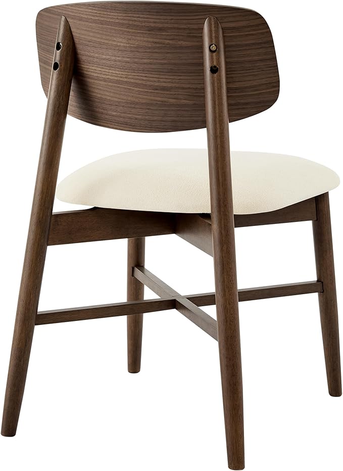 CHITA Wooden Dining Chairs Set of 4, Mid Century Modern Dining Room Chair, Natural Solid Wood Frame Kitchen Chairs, for Dining Room, Kitchen, Living Room (Upholstered Seat, Walnut)