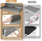 2-Tier Washer Dryer Countertop with 2.75" H Edge Rails, 58" W x 28" D Laundry Countertop for Folding Clothes, Washer and Dryer Topper with Non-Slip Pad (Stripe Gray)