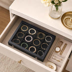 Black 12 Grid Jewelry Organizer Display Box with Transparent lid Bracelets Display Case Bracelet Box with Clasp Bangle Organizer Drawer Insert Bangle Brooch,Gift for Women Girls(12 Grid)