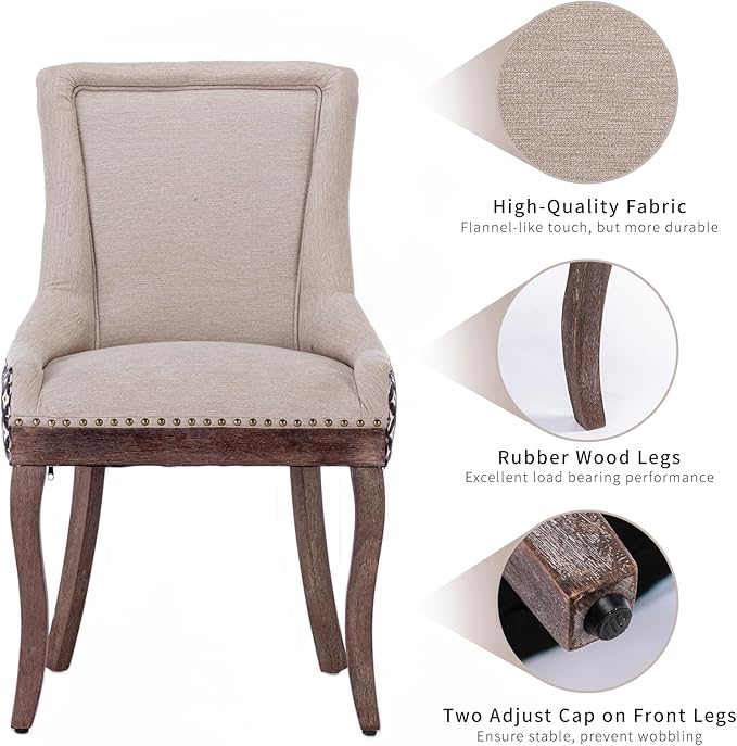 Dining Chairs Set of 2, Kitchen & Dining Room Chairs, Fabric Upholstered ...