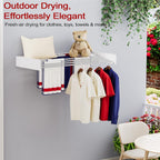 Wall Mounted Drying Rack 40", Foldable Laundry Drying Rack with Stainless Steel Rods, Retractable Laundry Space Saver for Indoor & Outdoor Use, Include Wall Template