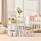 Stackable Storage Bins, Clear Acrylic Display Case, 9-Pack Acrylic Boxes with Lids, Clear Storage Containers Storage for Handbags, Collectibles & Figures