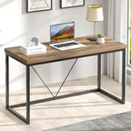 FOLUBAN Modern Home Office Desk, Rustic Wood and Metal Computer Desks, Industrial Study Writing Gaming Table Workstation, Vintage Laptop PC Desk, Oak 53 Inch