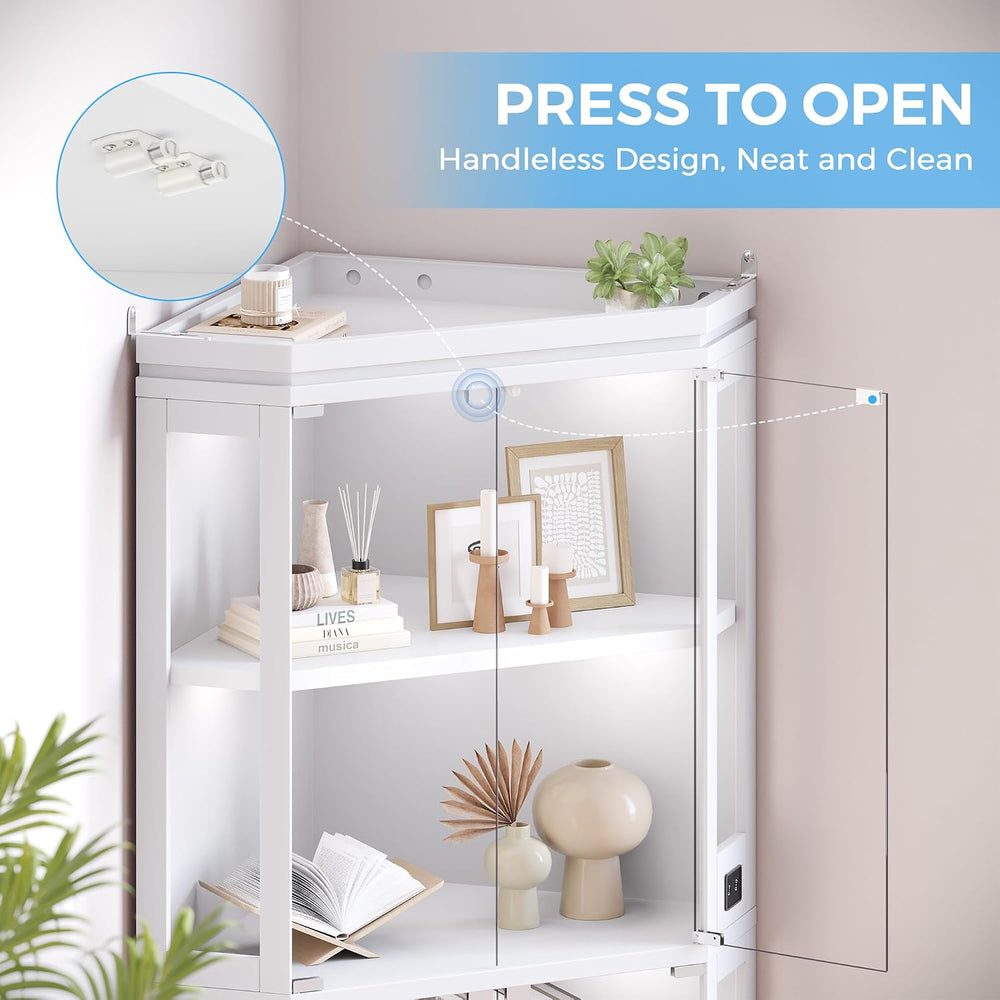 Jocoevol Corner Display Cabinet with Glass Doors, 4-Tier Display Cases for Co...