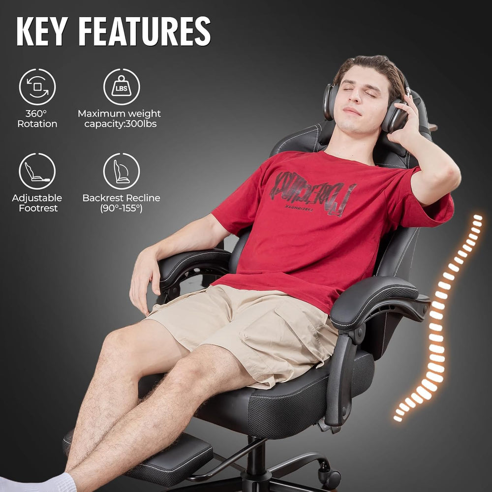 GTPLAYER Gaming Chair, Office Chair High Back Computer Chair with Foot Rest f...