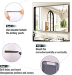 30"x40" Black Bathroom Mirror - Modern Mirror for Wall with Rounded Corners. Bathroom Mirrors for Vanity, Aluminum Alloy Framed Mirror Portrait or Landscape Hang, Rectangle Mirrors