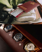 MR.OKAY 3 Watch Travel Case- Classic Leather Watch Case With Perfect Texture.Portable Watch Roll Or Organizer For Storage And Display. Luxury Gifts For Men, All Handmade by Artisans.