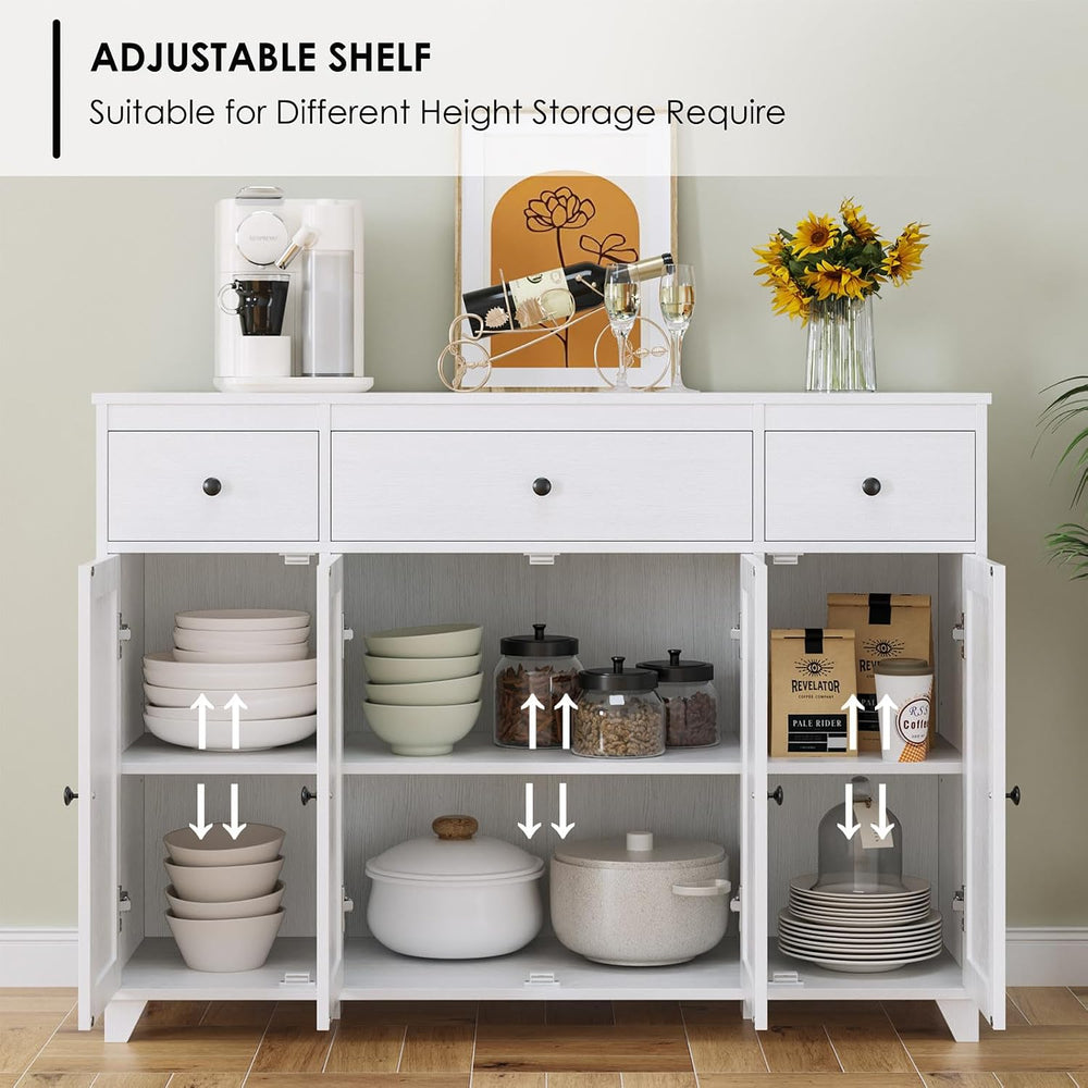 HIFIT White Buffet Cabinet with Storage, Sideboard for Kitchen, Dining Room