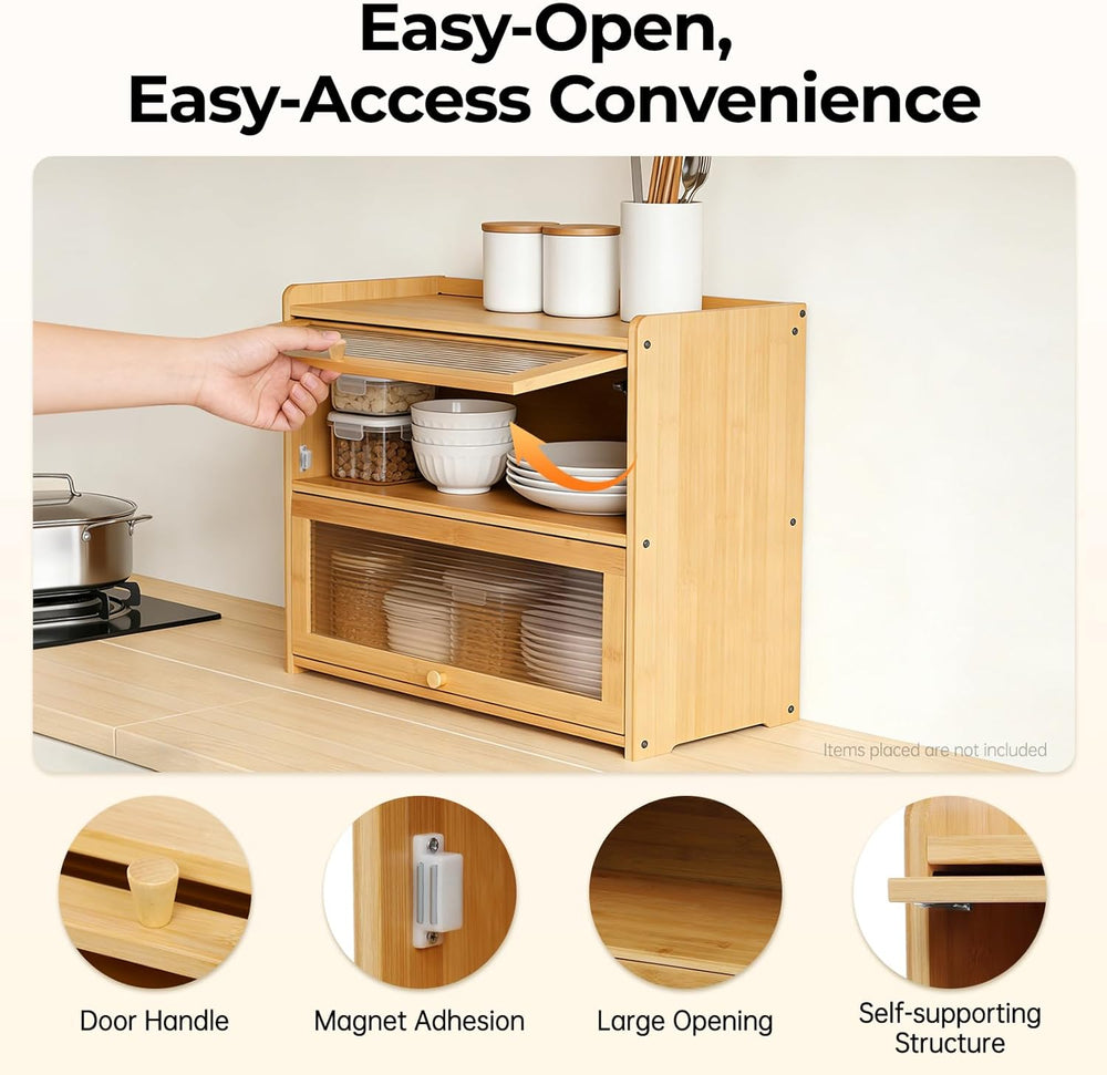 Countertop Kitchen Pantry Cabinet, 20.5x9.8x19.7in Dual-Layer Storage Cabinet...