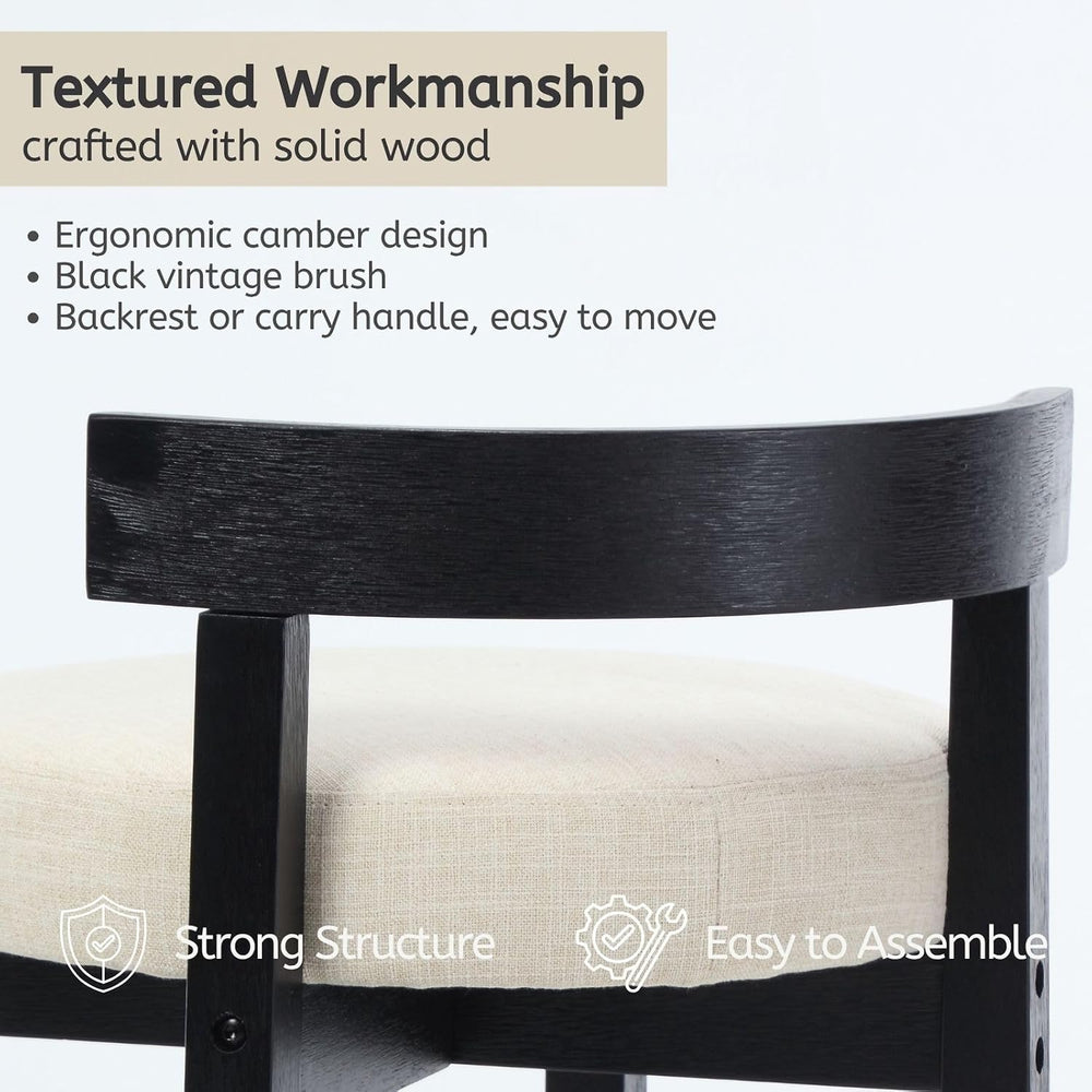 LukeAlon Mid Century Linen Counter Stools Set of 4, Upholstered 26.5” Seat He...