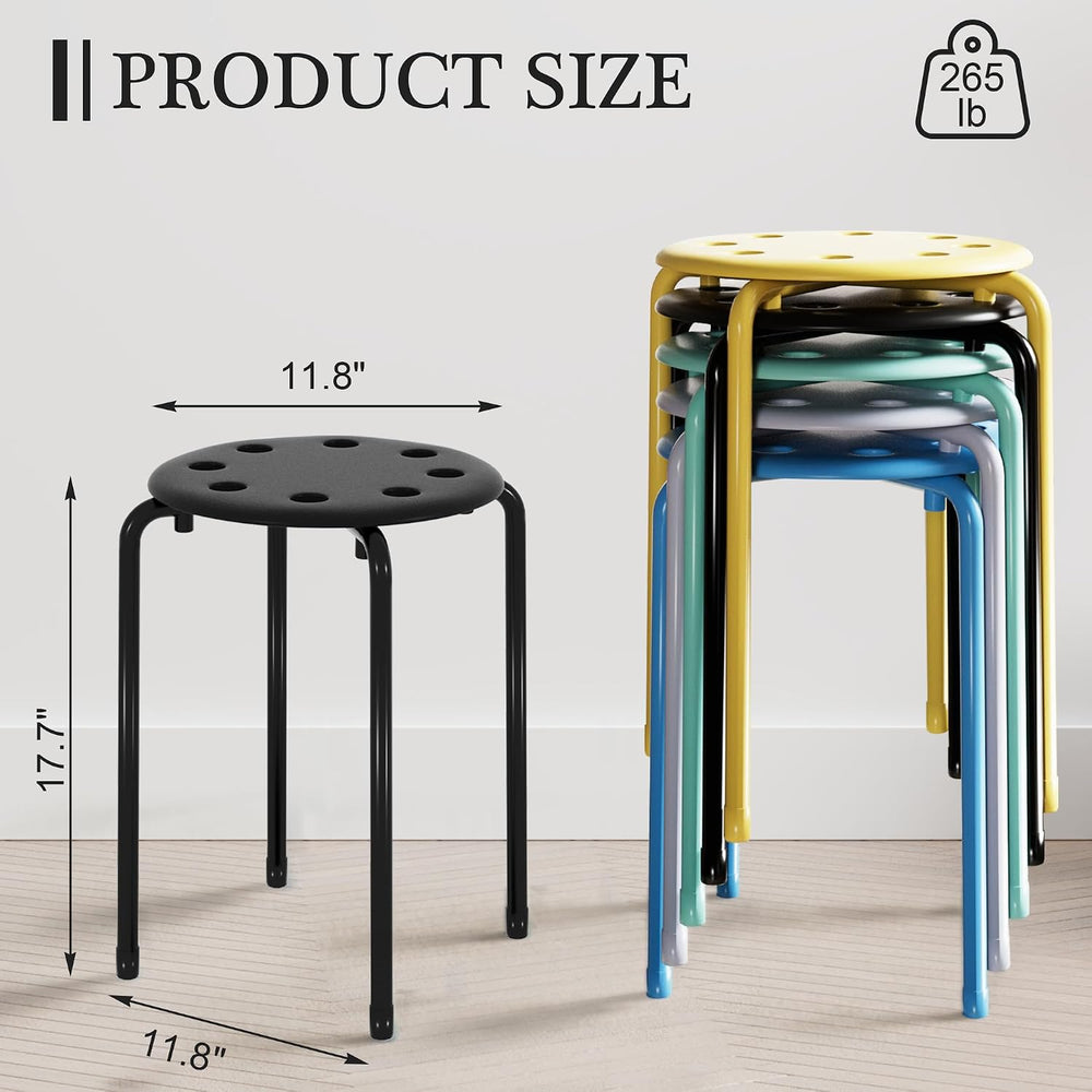 VECELO 6-Piece Stacking Stools, 17.7 Inch Standard Height, Portable Stackable...