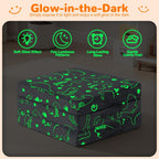 MeMoreCool Glow Dinosaur Kids Foldable Floor Mattress Trifold, 57x22 Inch | Glow dinosaur trifold futon for daycare, playroom, camping and travel rest