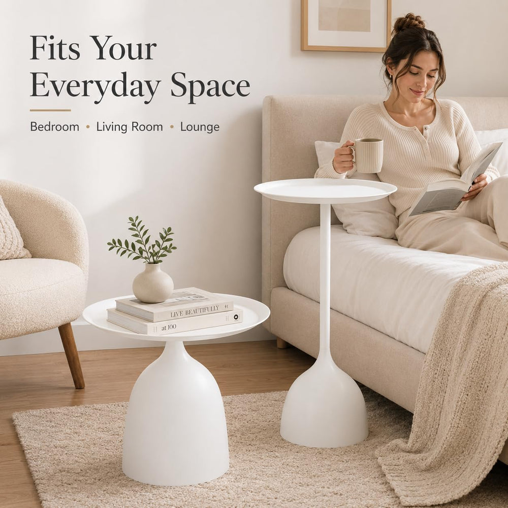 Side Tables Set of 2, 15.7'' Metal Round End Tables with Round Base, ...
