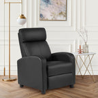 FDW Recliner Sofa Massage Chair Home Theater Seating with Lumbar Support and Padded Backrest for Living Room and Bedroom (Leather, Black)