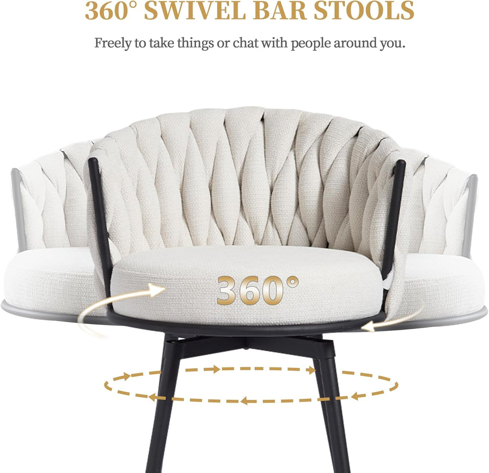 BFZ Swivel Bar Stools Set of 3, 26" Counter Height Barstools, Beige | Fa...