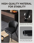 Dining Chairs Set of 6, Upholstered Kitchen Chairs with Faux Leather Cushion Seat and Metal Legs, Mid Century Modern Dining Room Chair for Kitchen, Living Room, Easy Assembly, Black