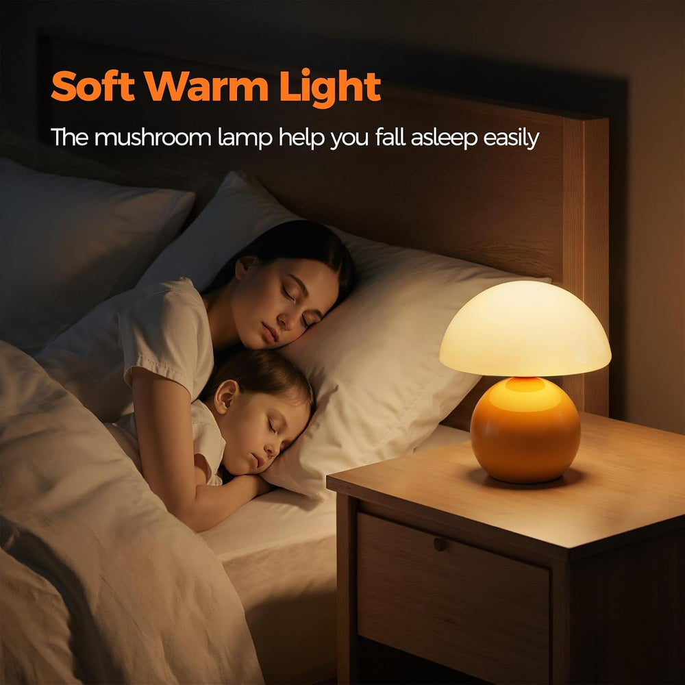 NIORSUN Mushroom Lamp Table Lamp for Bedroom, Portables Cordless Table Lamp,W...