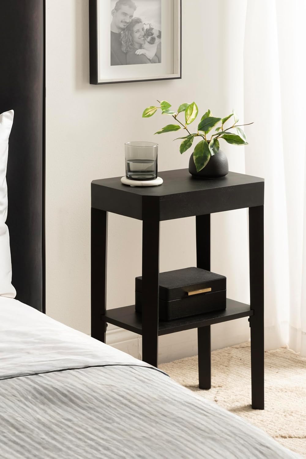 Kate and Laurel Talcott Modern Rectangle Wood Side Table, 16 x 10 x 25, Black...