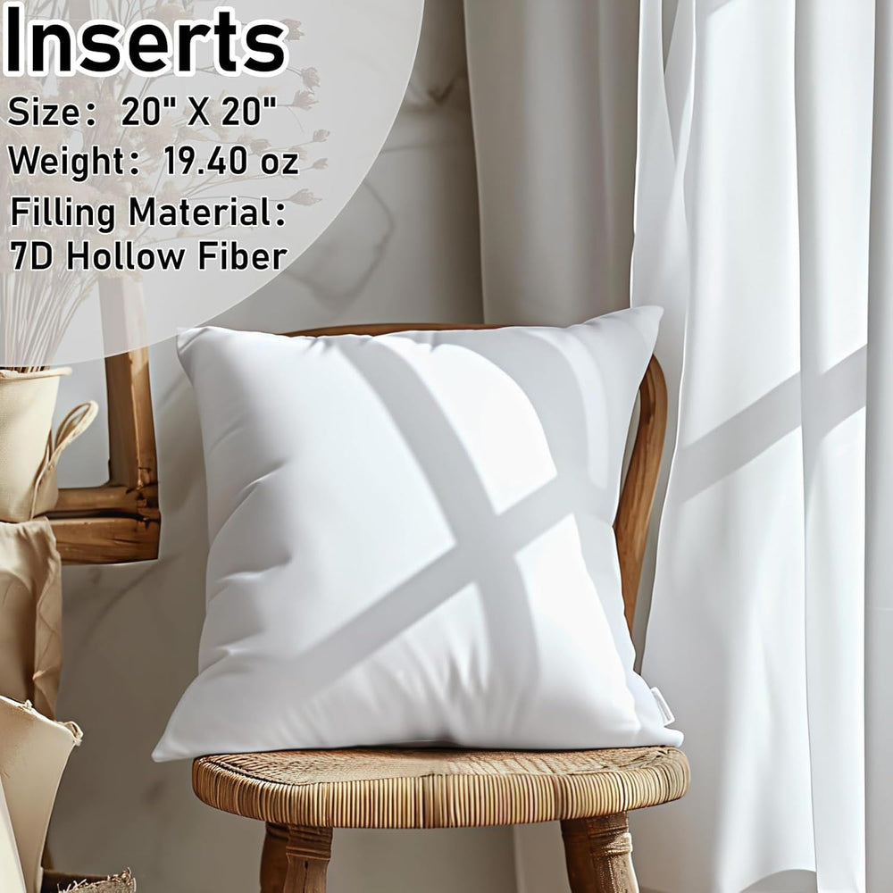 2 Pack Corduroy Decorative Throw Pillow with Inserts, 18x18 Inch Soft Boho Th...