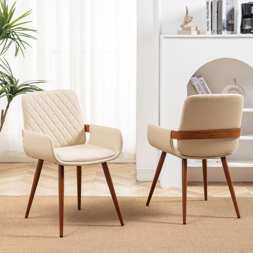 LUNLING Mid Century Modern Dining Chairs Set of 2,Accent Faux Leather Side Ch...