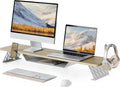 Fenge Dual Monitor Stand, 42.5 Inch Monitor Riser for Desk, Wood Desk Shelf for 2 Monitors, 2 Tier Monitor Shelf with Headphone Stand & Phone Holder