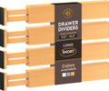 4 Pack Drawer Divider - Bamboo 2.6" High, 12.5-17" Adjustable Drawer Organizers for Clothes, Expandable Dresser Separators in Bedroom, Bathroom, Kitchen, Office Organization and Storage