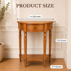 Half Moon Console Table - Solid Wood Vintage Half Round Foyer Table with Drawer and Shelf, Narrow Accent Table for Entryway, Hallway, Living Room and Small Spaces, (Brown, 23.6" W)