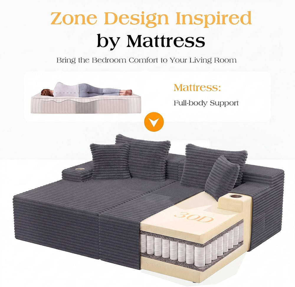 85'' Loveseat Chaise Lounge Chair, Oversized Double Couch | Deep Seat...