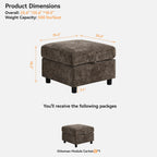WUTUTUEE 25'' Square Storage Ottoman Module for Modular Sectional Sofa, Living Room Coffee Table Sectional Ottoman Footrest for Convertible Couch, Chenille Brown