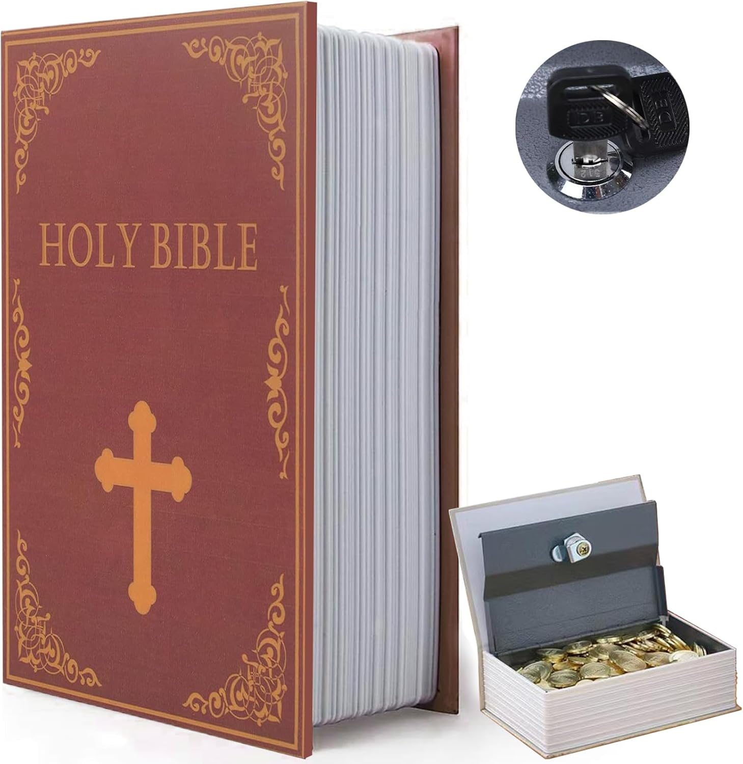 Book Safe Box with Combination Lock, Diversion Safe Vintage Faux Book Hidden Safe for Decoration, Secret Book Safe Storage Box for Home Office Café Bookshelf Decor (9.5"×6"×2.2"）