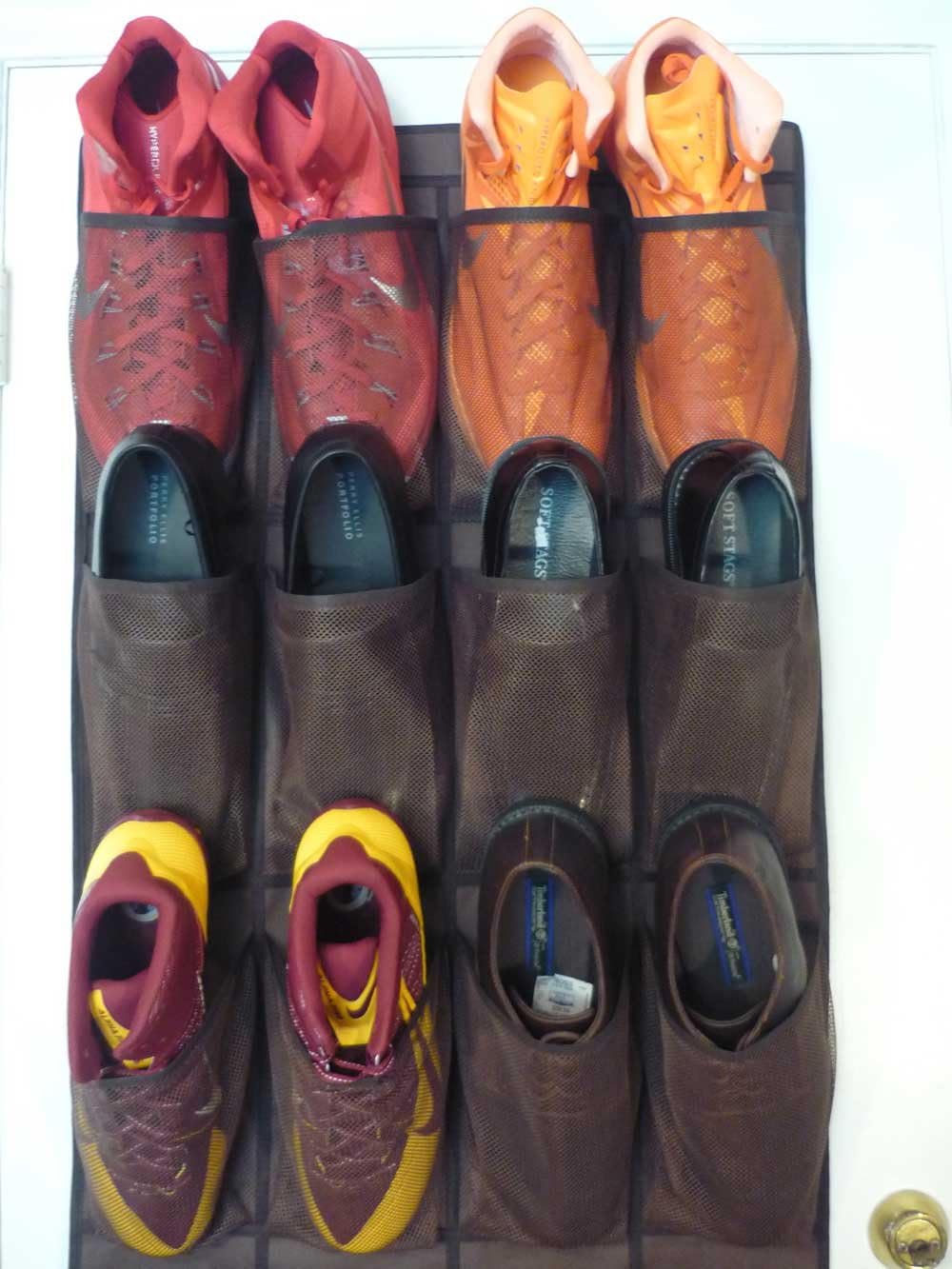 Roomganize Large Over the Door Shoe Organizer for Mens Sneakers (Bison brown)