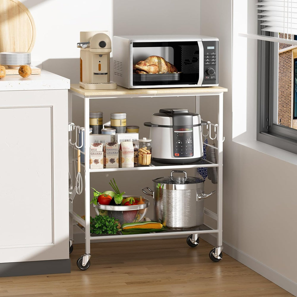 NTE Rolling Kitchen Microwave Cart, 3 Tier Microwave Stand with Storage, Smal...