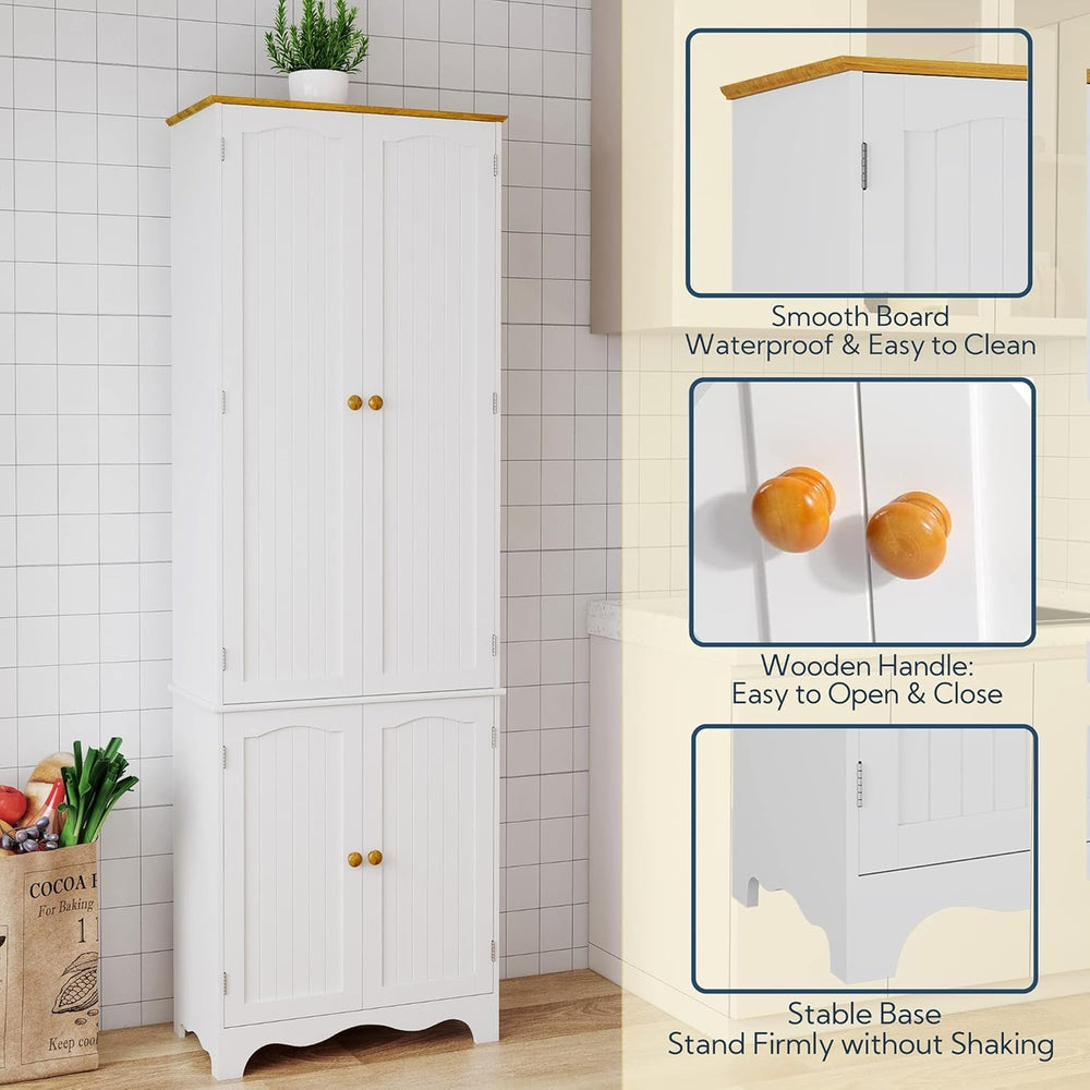 Yusong 72'' Tall Kitchen Pantry Cabinet, Freestanding Storage Cabinet...