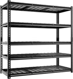 5-Tier 60" W X 24" D X 78" H Garage Shelving Metal Storage Shelves 3300LBS Heavy Duty Industrial Shelving Adjustable Garage Shelf Unit Utility Storage Racks(Black)