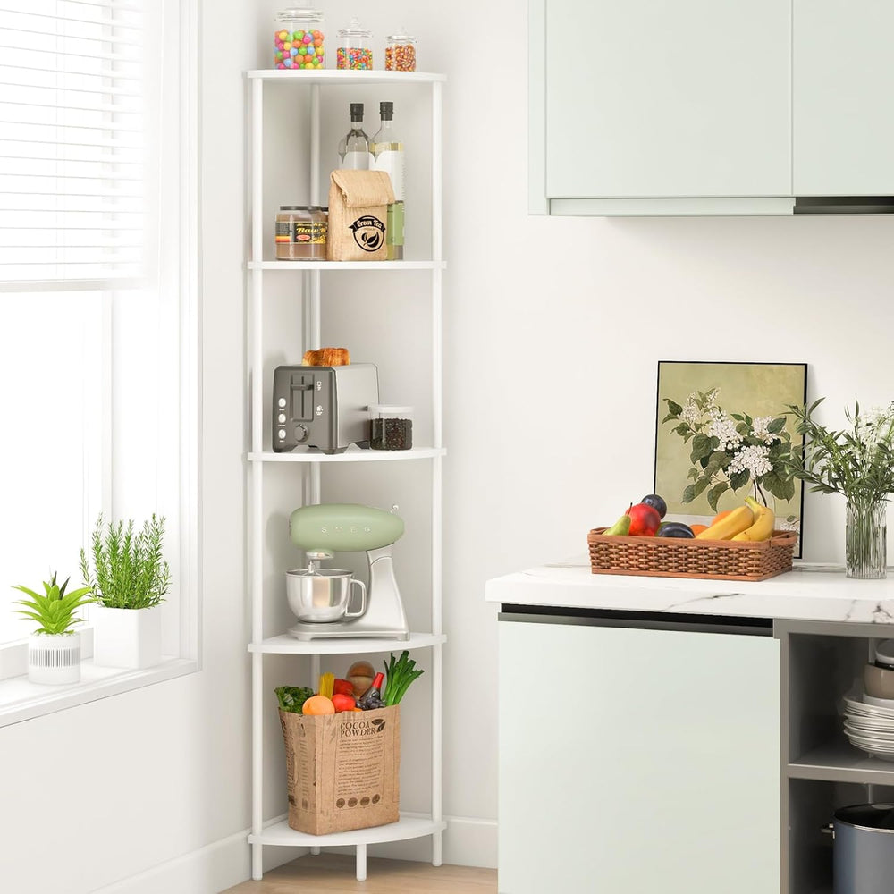 Yoobure Corner Shelf Stand, 5-Tier Bookshelf, 65" Tall Shelves for Bedro...