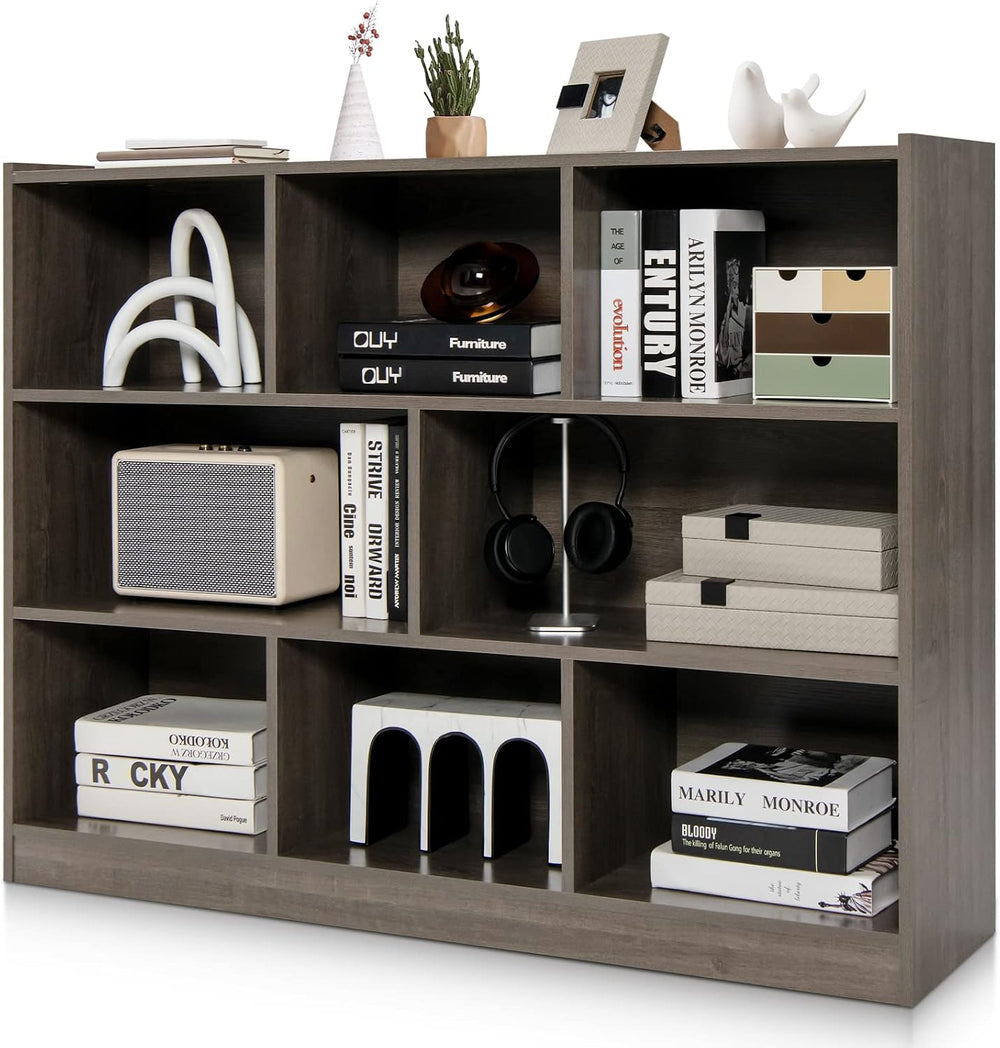 Tangkula 8-Cube Bookcase, Wood 3 Tier Open Storage Bookshelf, Modern Multipur...