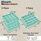 Simple Houseware Sock Drawer Organizer for Dresser/Closet/Bedroom, 3 Pack, Turquoise