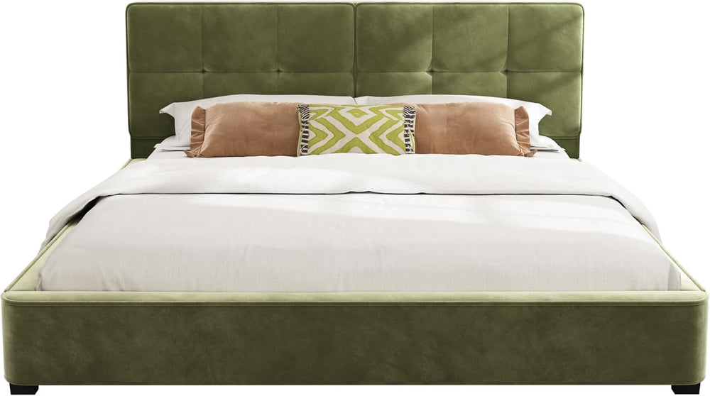 Christopher Knight Home Cordo King Size Bed, Velvet Upholstered Platform Bed,...