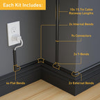 D-Line 157in Cord Hider Kit, Patented Cable Cover, Hide Wires on Wall, Channel for TV Mount Cords, Raceway Wire Hiders, Paintable, Adhesive, Half Round, 10x 0.78in W x 0.39in H x 15.7in L, Black