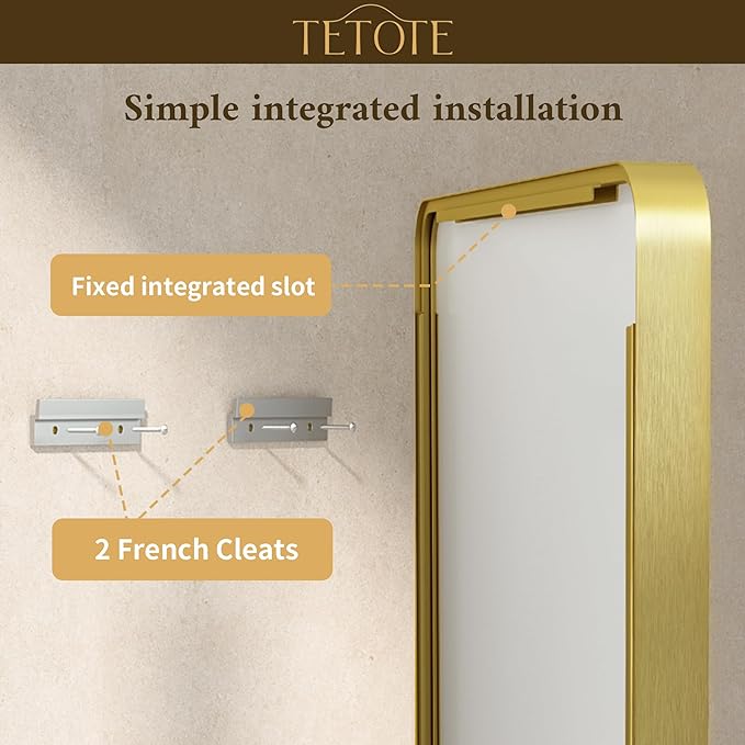 TETOTE 22 x 30 Gold Bathroom Mirror Brushed Gold Metal Framed Vanity Mirror, Tempered Glass, Wall Mounted for Bathroom, Entryway, Bedroom, Living Room(Horizontal/Vertical)