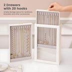 Lolalet Necklace Organizer Box, 2-Layer Jewelry Storage Boxes with Clear Lid for Necklaces, Tangle-Free Necklace Display Case for Women Girls -White