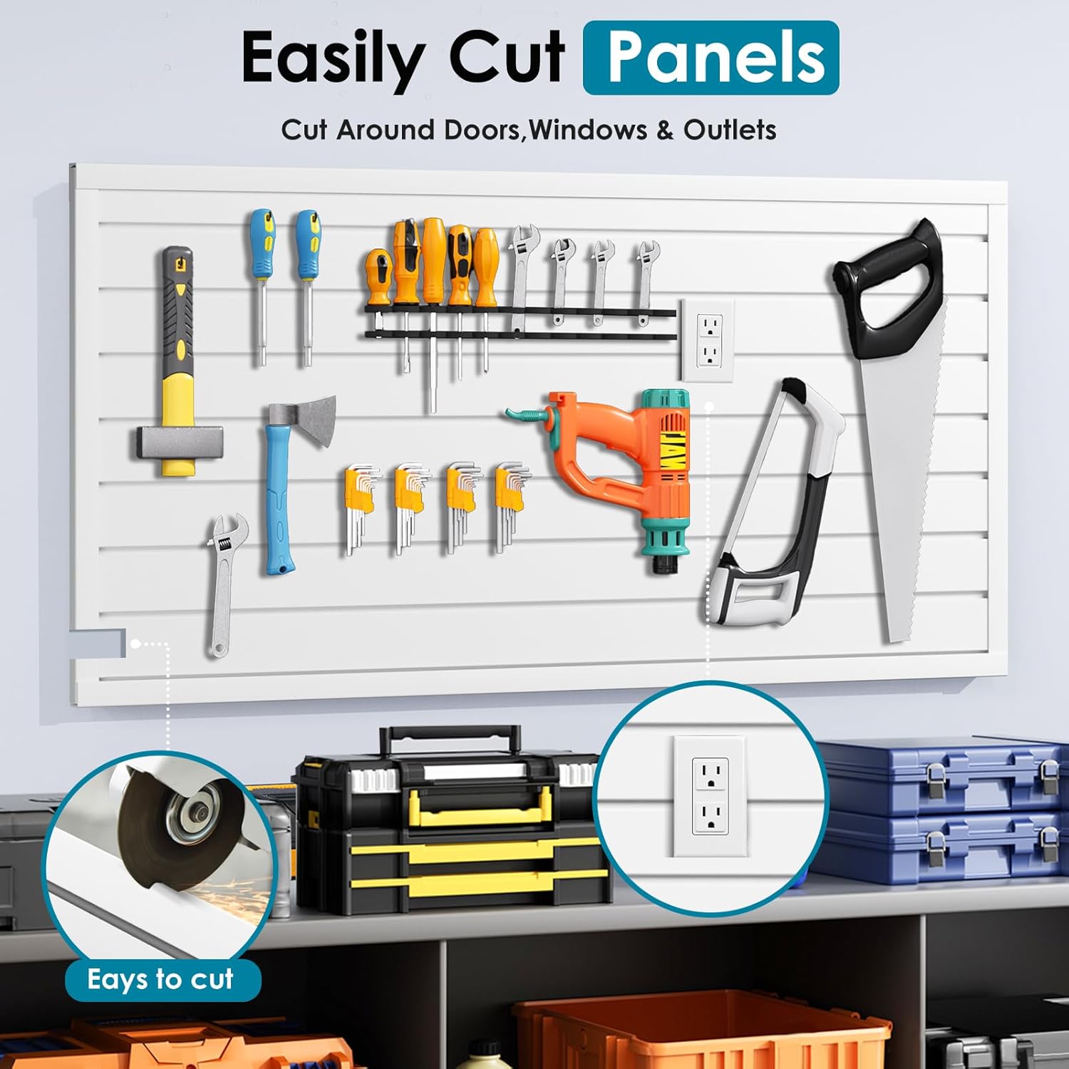 Braki PVC Slat Wall Paneling 2x4 ft, Garage Organizer Storage System, White Slatwall Panels for Garage Organization Product, Heavy Duty Wall Mounted Tool Storage for Home