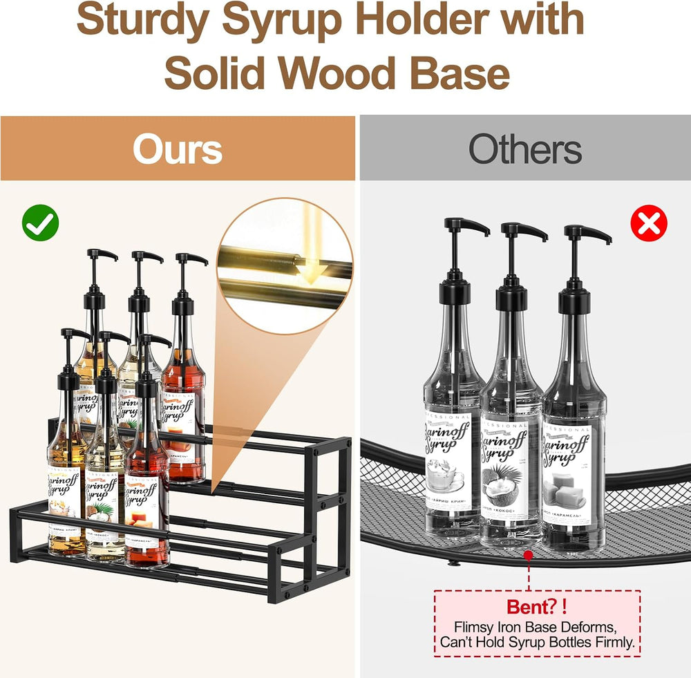 Expandable Coffee Syrup Organizer, Enlarged 6-12 Bottles Syrup Stand | Width ...